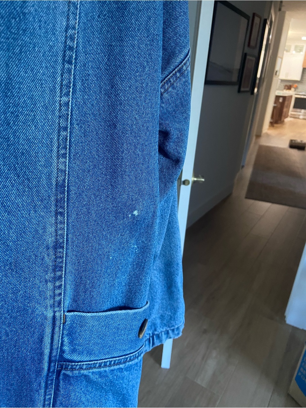 Vintage Blue Long Denim Duster Trench Coat 100% Cotton, Cotton Lined L - Picture 14 of 14